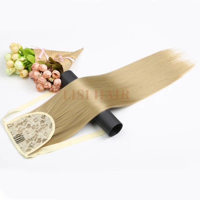 LISI HAIR Silky Straight Ribbon Drawstring Ponytail Pieces Hairstyle 22inch 12Colors Available Synthetic Clip in Hair Extension