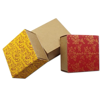 

DHL 200pcs Corrugated Paper Drawer Box Packaging Red Yellow Floral Print Gift Chocolate Wedding Cardboard Carton 7.2*7.2*3.8cm