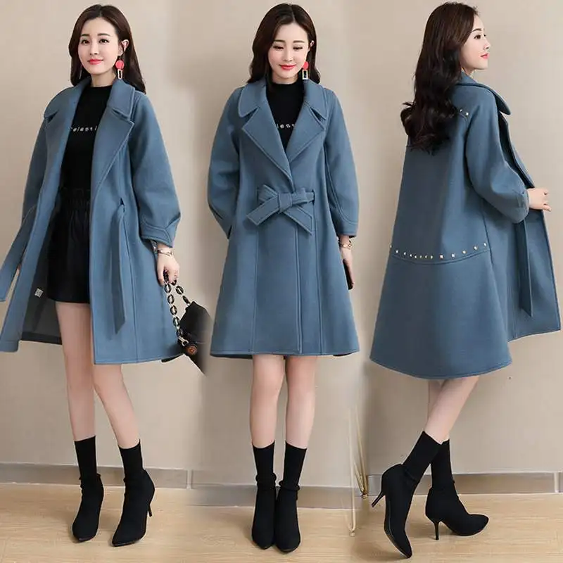 Dames Hiver Mode Blue Manteau White Vêtements Pr315 2018 Femmes Veste De Moyen Long creamy Nouvelle Élégantes pink Laine Mince Sauvage Tempérament Automne SxF5qA7