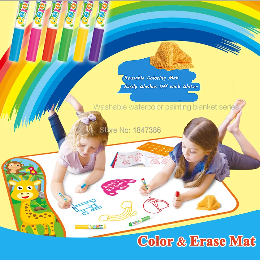 Color Erase Mat 6 Washable Markers And A Kids Reusable Coloring 5 Eva Mould 2 Wiping Cloth 1 Teaching Al Refillable Eraser And Wipe Coloring For Toddlers Up Reusable Mat Easily Washes Off With Water