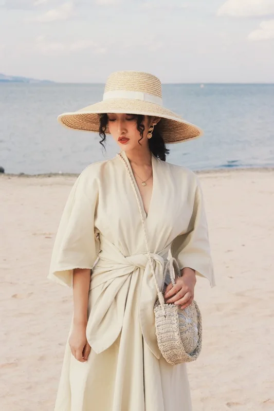 

01901-axi 2019 new summer handmade paper lady fedoras cap men women leisure paper panama hat