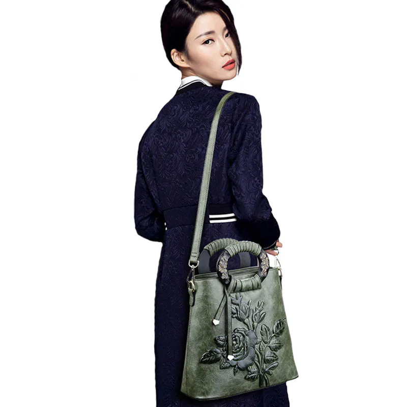 Vintage Women Printing Handbag Travel Female PU Leather Shoulder Bags Ladies Casual Handle Bag Large Flower Crossbody SS7014 (15)