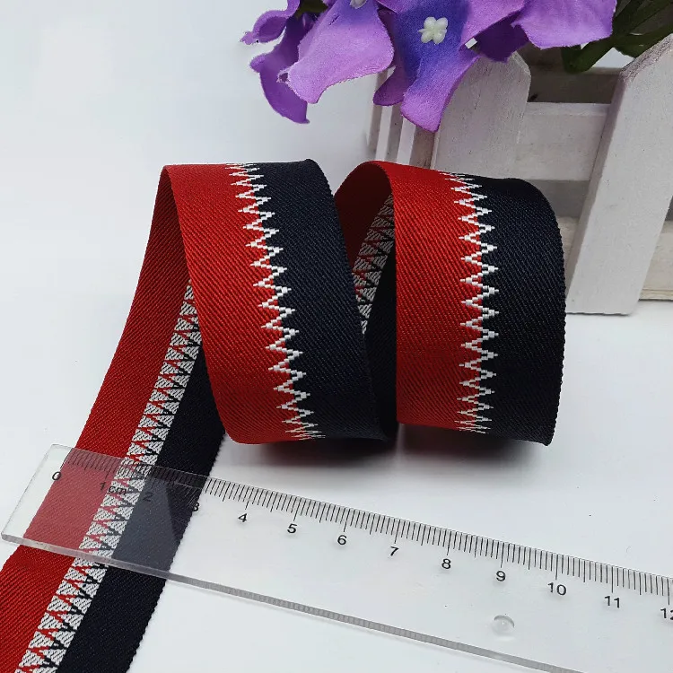 

30mm Width Red Black Waves Design Striped Grosgrain Ribbons Backpack Belt Decoration Tape DIY Garment Accessories (1 Meter/lot)
