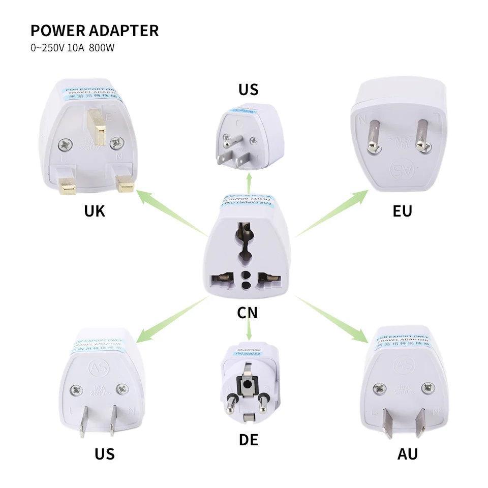 Адаптер питания из Китая в ЕС, США, Австралии, Великобритании, 250 В, 10 А, универсальный адаптер питания для путешествий, переходник для путешествий, переходник, адаптер-преобразователь, розетка