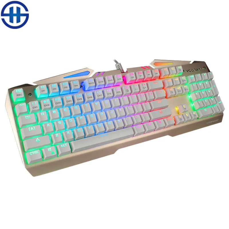 TEAMWOLF VODRAY Mechanical Keyboard 104 MX black blue red switches Backlight Metal Panels Gaming Keyboard For