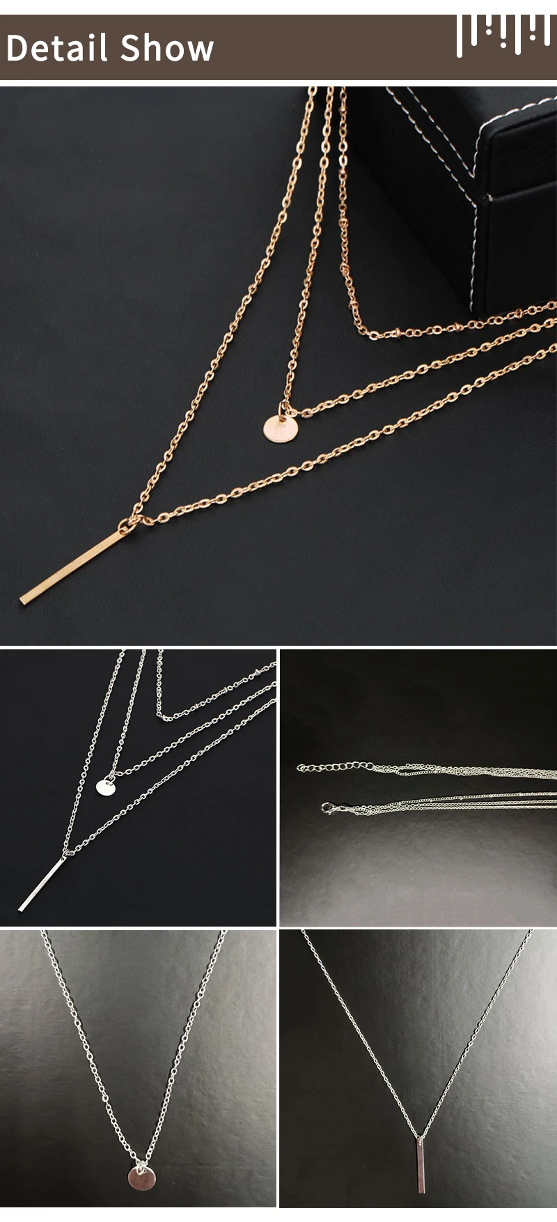 JRYFAC Многослойные подвески ожерелье для женщин золото серебро Цвет Длинная медная шаровая цепь кулон модное ожерелье модные украшения