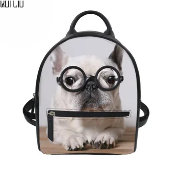 

Customized Mini Backpack French Bulldog Cute Dog Printing PU Leather Shoulder Bag For Teenager Girls Small School Backpack