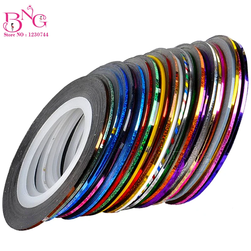 30pcs Mixed ColorsSticker DIY Metallic Rolls Nail Striping Tape Line