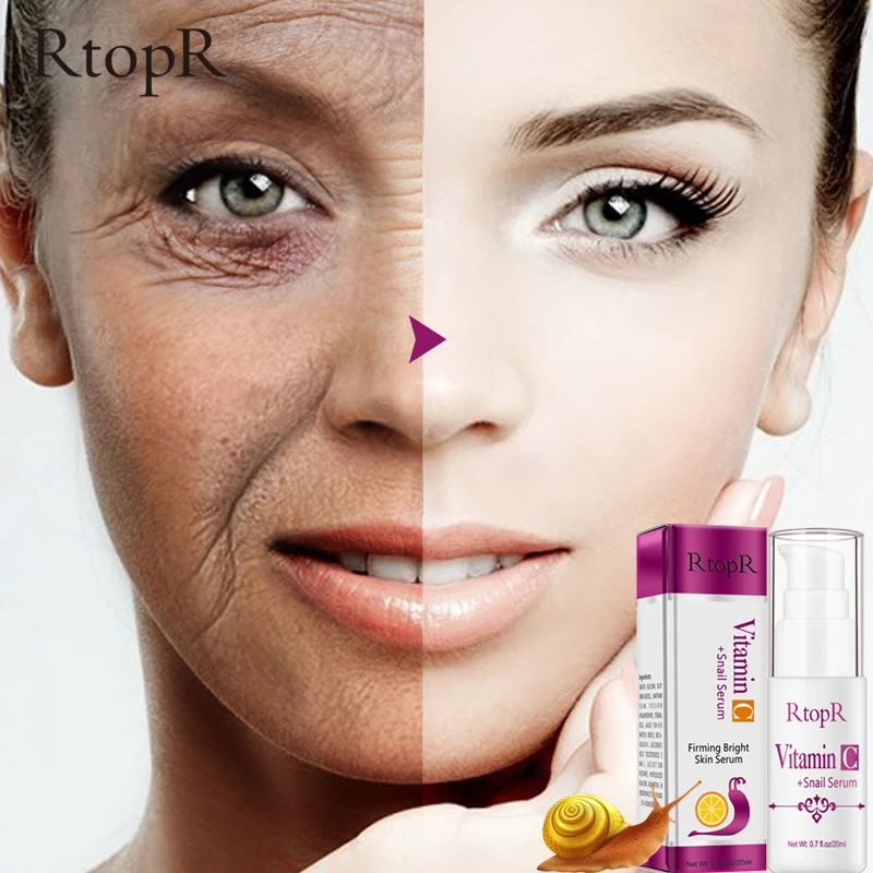 VitaminC Snail Serum Rejuvenation Anti Wrinkle Firming Bright Skin Serum For Face Ance Treatment Snail VC 3