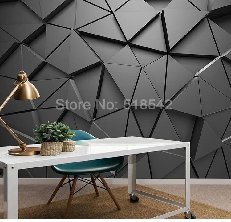 Пользовательские Настенные обои 3D стерео геометрический треугольник Искусство Настенная живопись гостиная спальня ТВ фоновые обои для