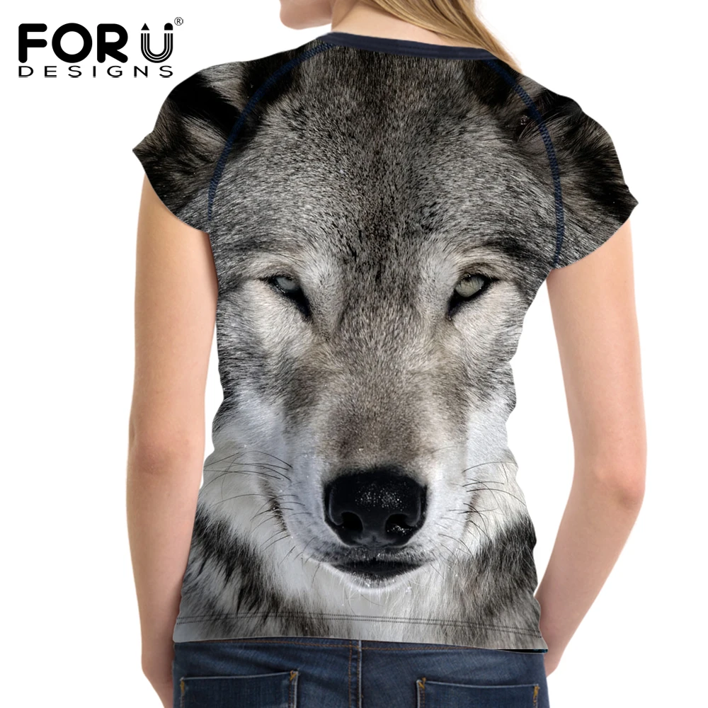 Forudesigns/Спортивная футболка женский для Бег womenm Фитнес Топы корректирующие 3D Волк собака короткий рукав спортивные толстовки Бодибилдинг