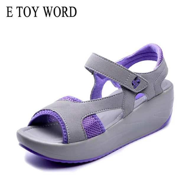 E TOY WORD Women Sandals Casual Mesh Breathable Sandals 2018 Summer Woman Comfortable Wedges Platform Sandals Size 35-40