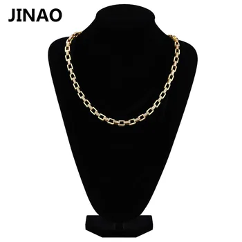 

JINAO New Gold Color Link Chains Necklace Iced Out Bling Cubic Zircon Rapper Necklace Hip Hop Jewelry 18inch 22inch