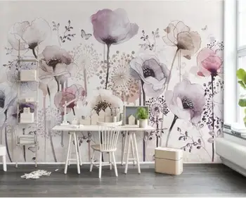 

Aesthetic individuality wallpaper watercolor hand painted style lilac floral TV background papel de parede wall paper
