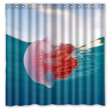 

New Jellyfish Waterproof Shower Curtain Eco-friendly Washable Bath Curtains With Rings Home Decor Drop Shipping