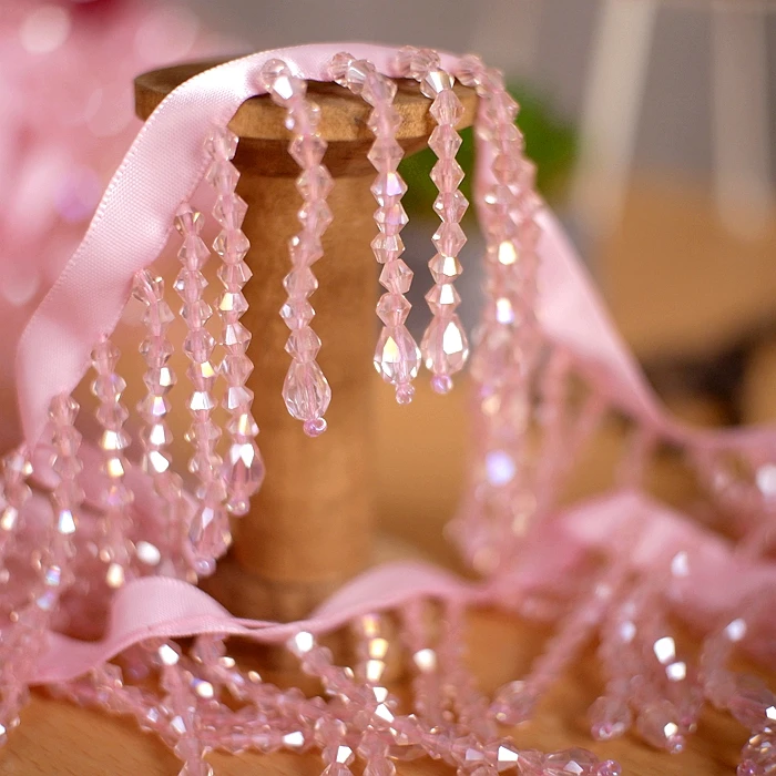 Crystal Pendant Beaded Fringe Lace for lace garment accessories,lace decoration,lace accessories,lace sewing accessories,clothing accessories 1yard price DIY Clothes Stage Dress Home Curtain Headwear Decorative Accessories