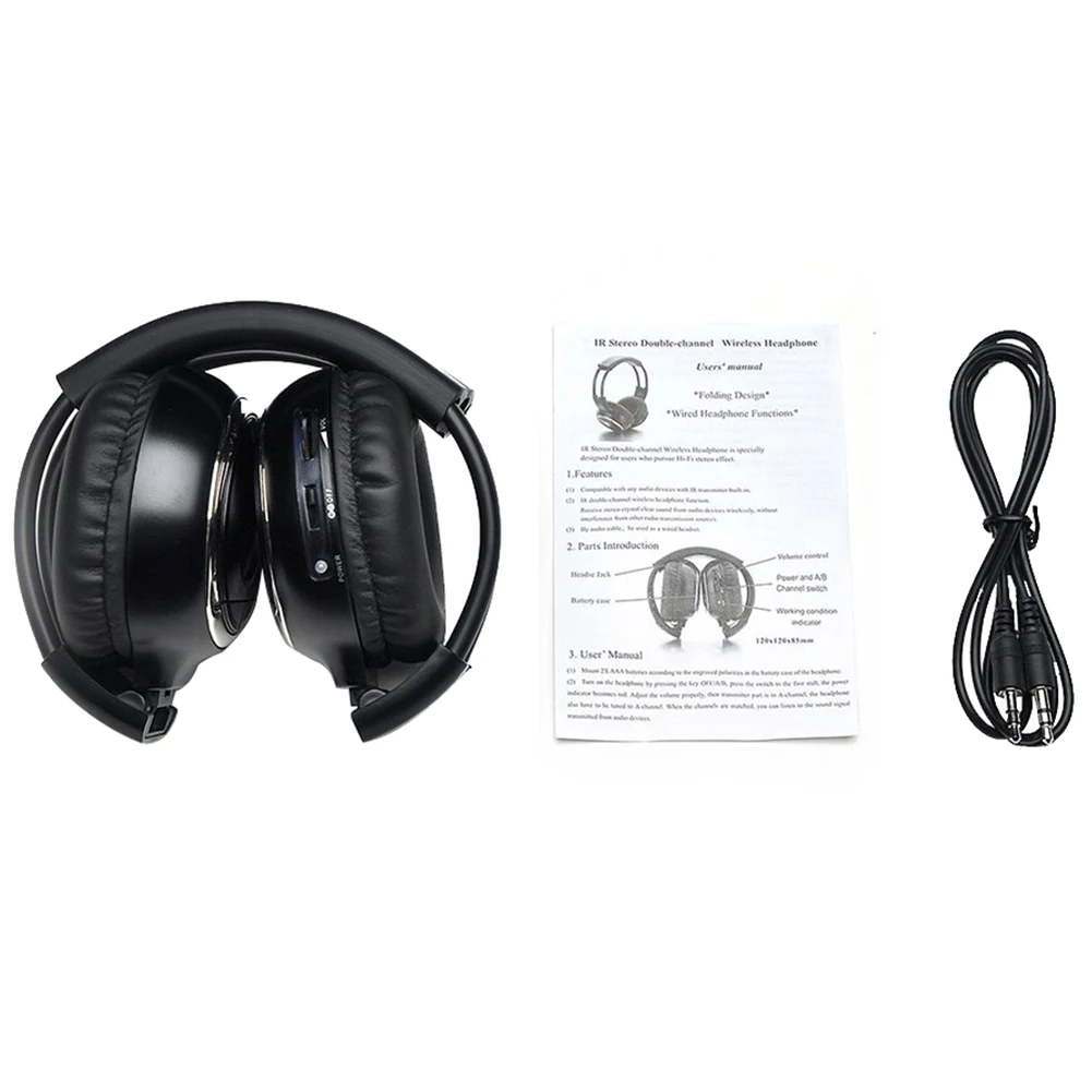 New IR Infrared Headphone Wireless Stereo Car Headphones Headset Dual Channel Earphones Compatible with Most Audio Devices