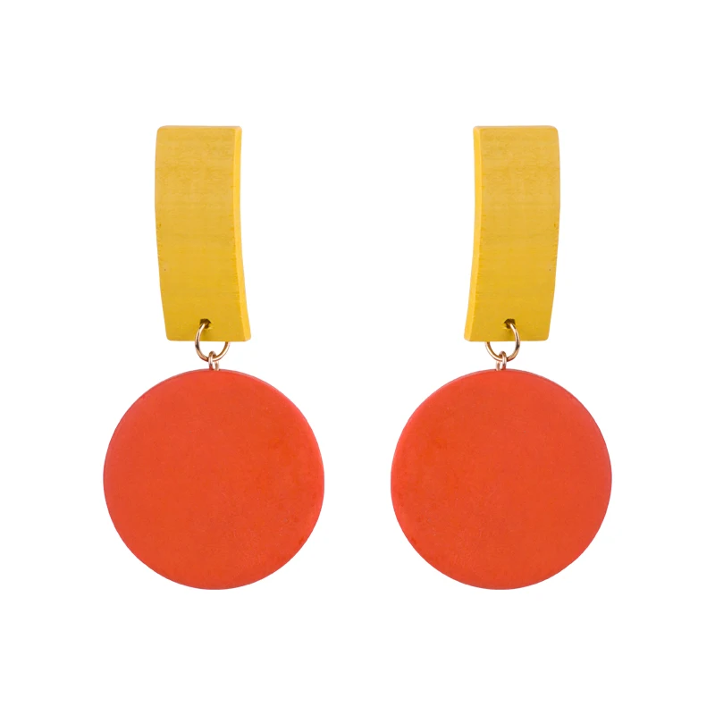 

GuanLong Wholesale Geometric Square Round Wood Earrings Personality Statement Earrings Fashion Jewelry