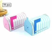 Творческий почтовый ящик крафт-бумага подарочная коробка Модные подарки коробка конфет два цвета в полоску небольшой мешок подарков изготовление под заказ 50 шт./компл