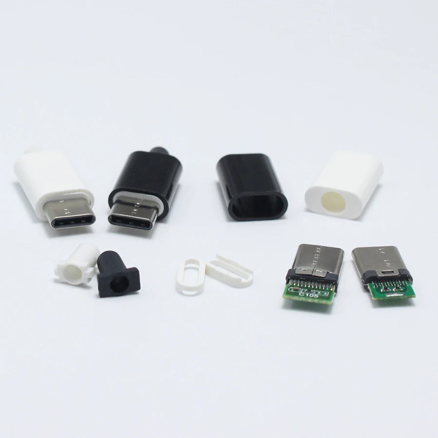 1 шт./лот USB 3,1 Тип C штекер Разъем сварочный Тип USB-C 4 в 1 разъем PCB белый и черный