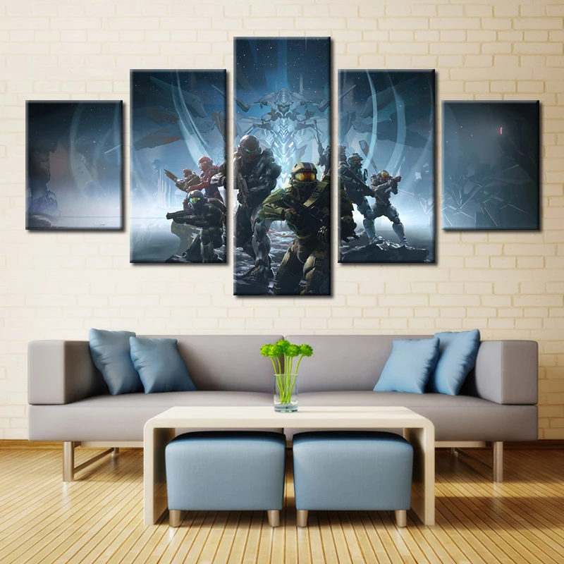 5 panel Modern Home Art Wall HD Picture Canvas printings Living Room Decoration Theme halo 5:guardians579 | Дом и сад