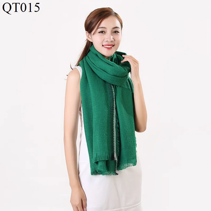 Lady Thick Cotton Pure Scarf Knitted Imitation Cashmere Autumn Winter ...