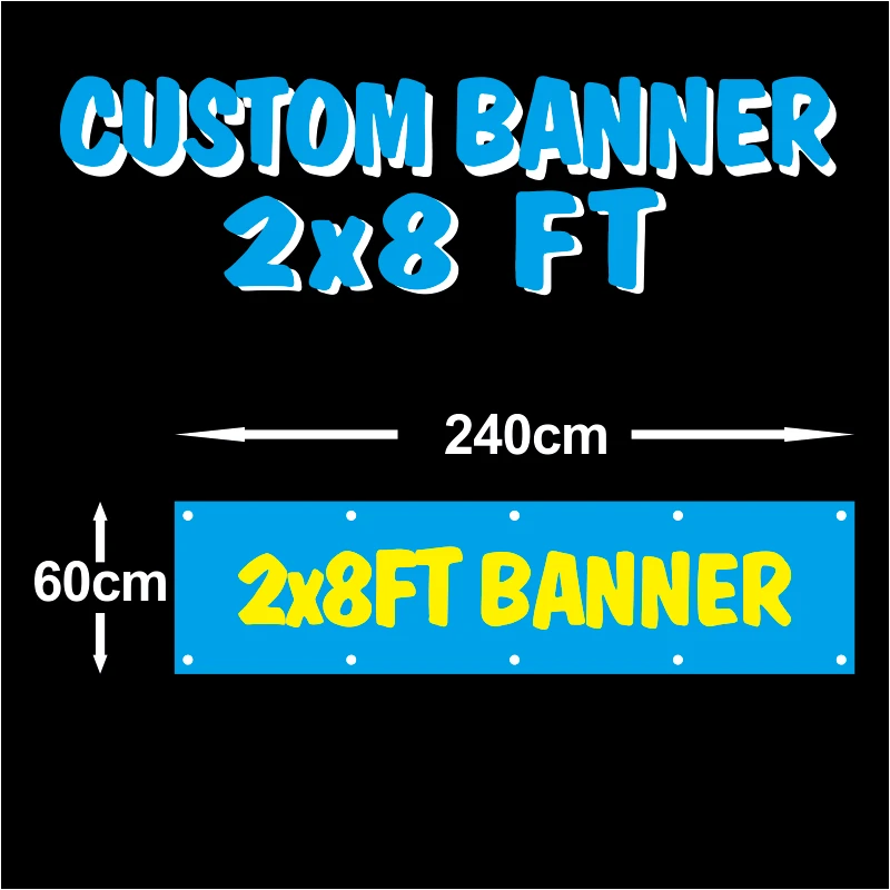 

Custom Design 60*240 CM 110g knitted Polyester 2x8 FT Banners Flags
