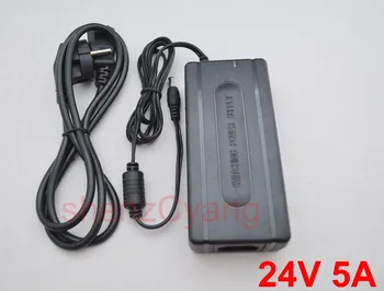 

100PCS High quality IC solutions AC 100V-240V DC 24V 5A Switch power supply120W LED adapter, DC 5.5*2.1-2.5mm EU /US /UK/AU Plug