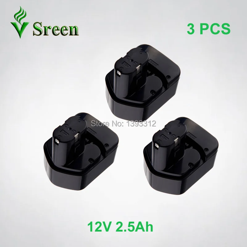 

3PCS 12V NI-MH 2500mAh Power Tool Rechargeable Battery Packs Replacement for HITACHI EB1222HL EB1226HL EB1230HL EB1233X