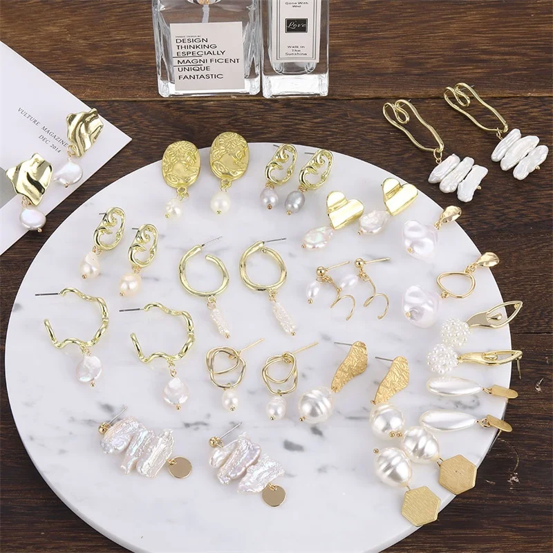 

Pearls Dangle Earrings 2019 For Women Irregular Freshwater Pearl Shell Drop Earring Gold Color Fashion Jewelry A Direct Sale