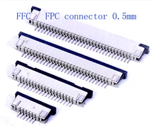 50 pcs FFC/FPC conector 0.5mm 4 Pinos 5 6 7 8 10 12 14 16 18 20 22 24 26 28 30 p Tipo Gaveta Fita Plana Conector Contato Topo