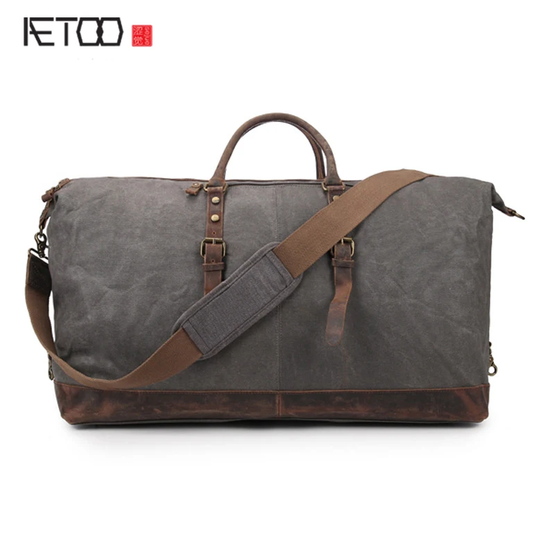 

AETOO 25-inch travel bag anti-splashing wax canvas handbag European and American style luggage bag