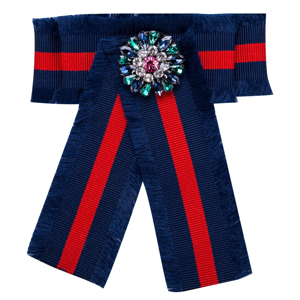 Stripe Lapel Pins Large Designer Brooches Crystal Badges Women Brand