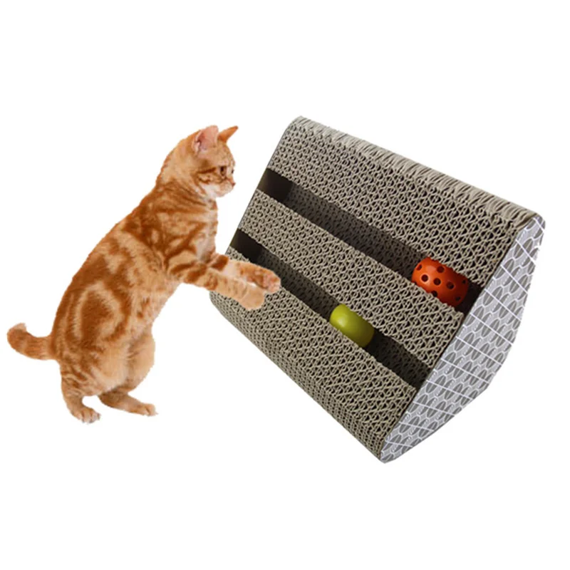 Cat Scratch Board Corrugated Paper Cat Toys Catnip Scratcher with Two