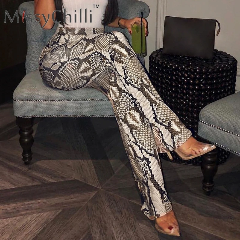 MissyChilli Snake print two-piece suit jumpsuit rompers Women long playsuit elegant jumpsuits Autumn winter sexy party overalls