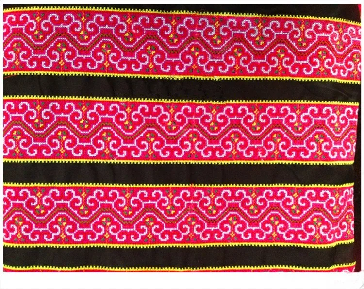 Miao hmong вышивка крючком хлопок ткань кружево отделка 10 см платье воротник лента в рулоне этнический племенной индии цыганский Бохо-стиль DIY