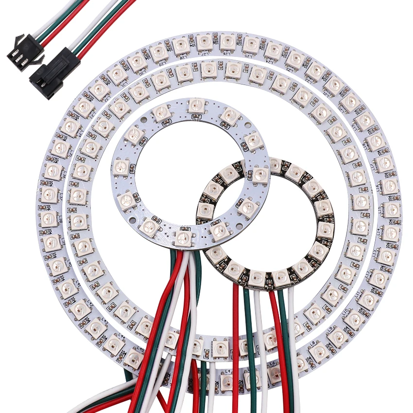 

Addressable WS2812B pixel Ring 1 8 12 16 24 32 40 48 60 93 241 LEDs WS2812 SK6812 5050 RGB LED Ring WS2811 ic Built-in RGB DC5V