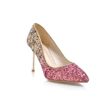 

In early spring of 2018 the new sexy high heel with color matching sequins size 43 women's shoes size 32-1825