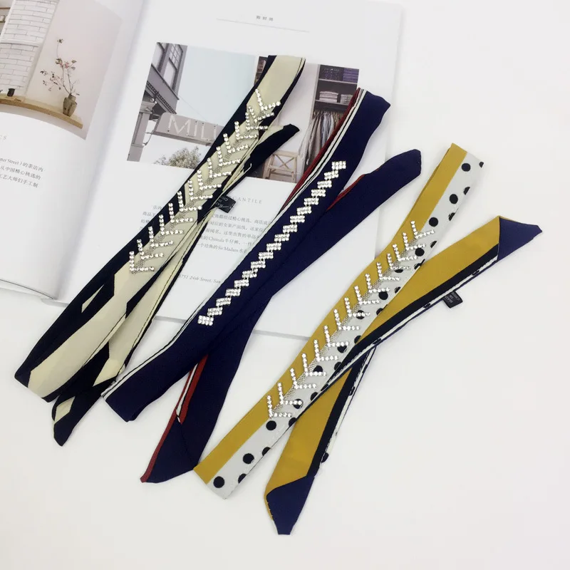 Printing Small Scarf Necklace Female Korean Fashion Rhinestone Ornament Collar Autumn and Winter Hot Sale |