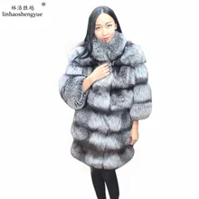 Linhaoshengyue 2016 long 80cm Real fur silvery Fox women coat