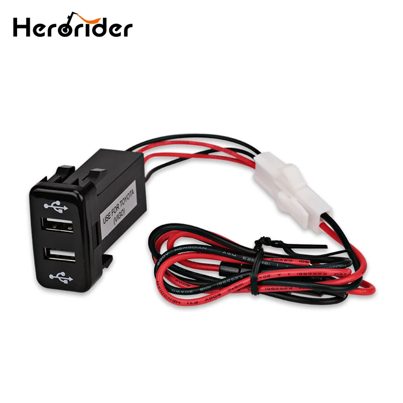 

Herorider Charger Dual USB Adapter Socket Interface Auto Charger Socket For Toyota 12v Double USB Car Charger