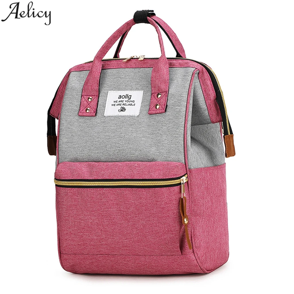 

Aelicy Backpacks Women Patchwork Oxford Shoulder Bag High Quality Large Capacity Nursing Bags Students School Bag Rugzak New