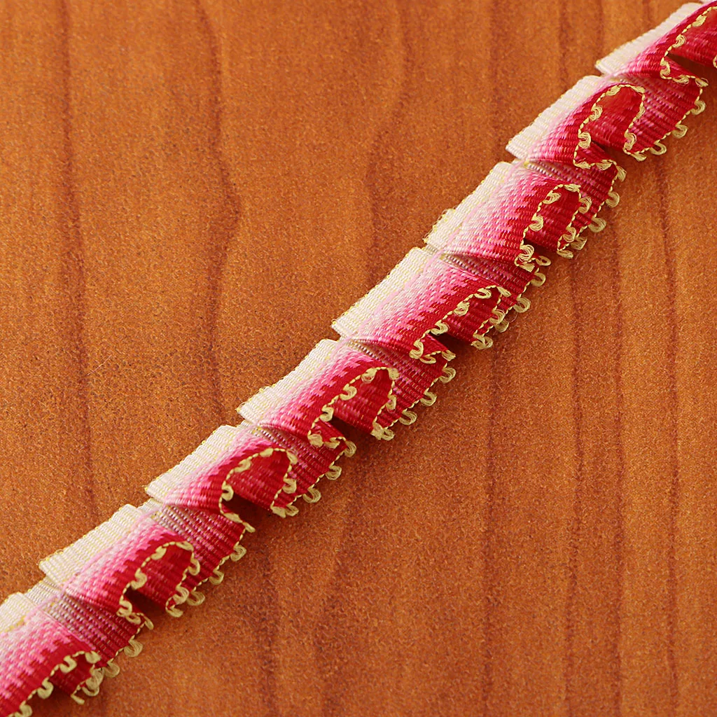 2 Yards Pleated Lace Ribbon 9mm for Sewing Craft Dress Garments Ornaments –Ripples Edge Webbing Strap Bag Hats Decoration DIY