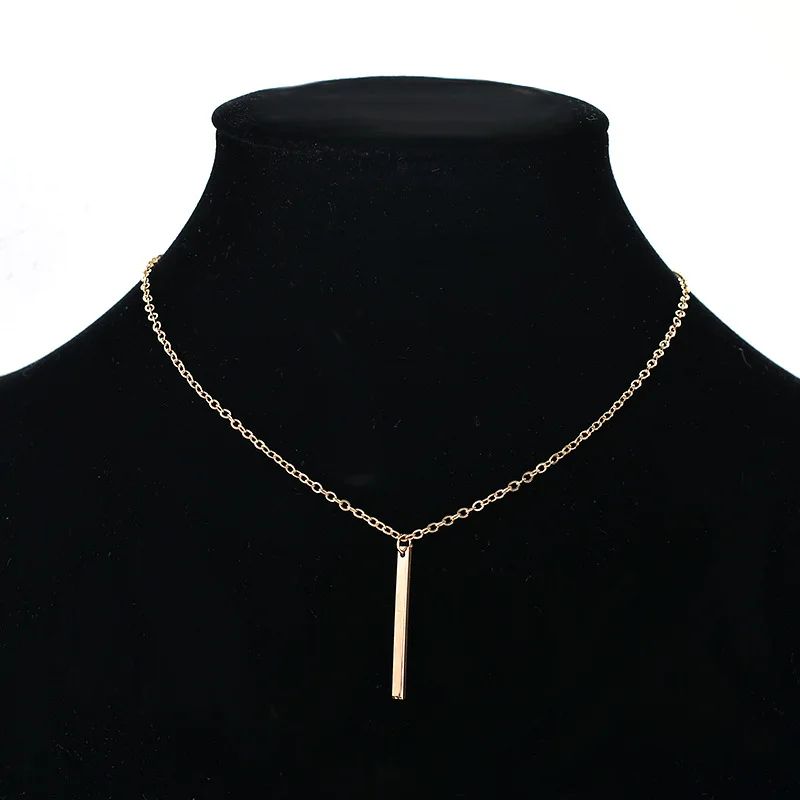 

Simple Geometric Metal Stick Pendant Necklace Women Fashion Clavicle Chain Choker Necklace Jewelry