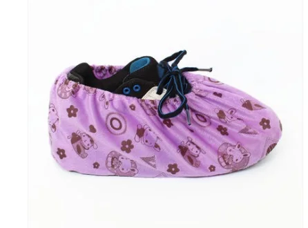 Детская и детская обувь, покрывающая обувь унисекс, противоскользящая обувь с цветочным принтом, 5 пар - Цвет: purple rabbit