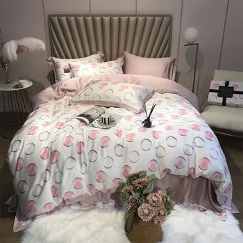 

european american bedding set teen kid girl,full queen king cute polka dot double home textile bed sheet pillow case quilt cover