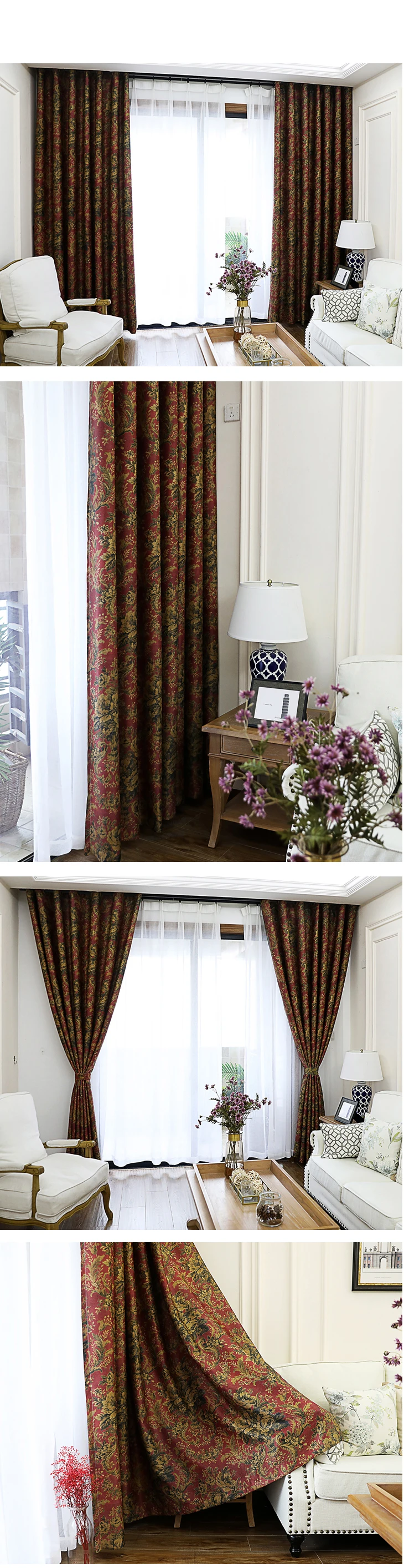 Высокая затенение Затемненные окна шторы Полный Цветочный печать для гостиной спальни пасторальный стиль