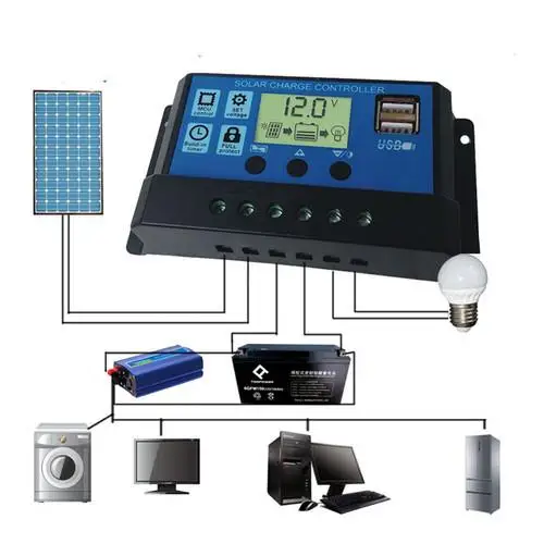 10/20/30A 12/24 V Панели солнечные Батарея регулятор контроллер заряда Dual USB только для свинцово-кислотная батареи