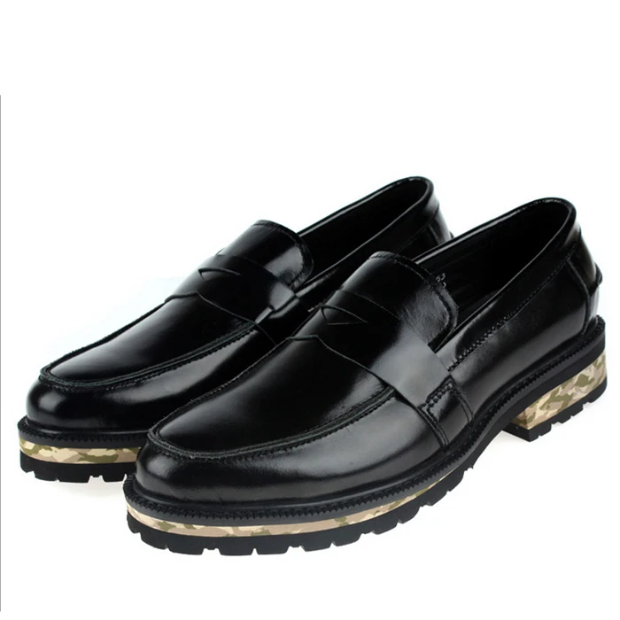 

In 2 Color 2016 New Fashion Genuine Leather Patent Formal Brand British Loafers Men's Dress Flat Platform Shoes For Man GLM071