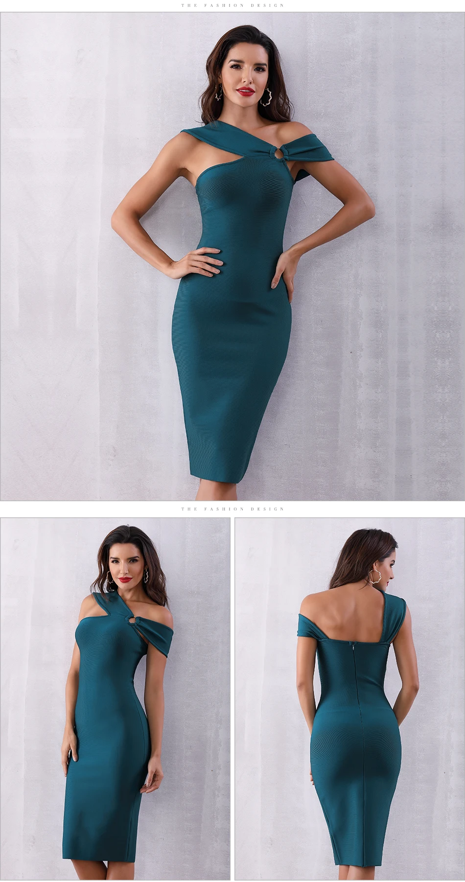 Летние элегантные вечерние облегающие бандажные платья женские зеленые ...